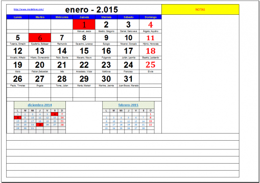 Calendario anual por meses